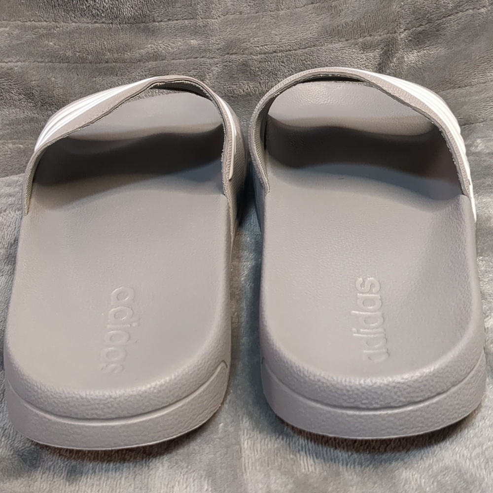 Adidas Gray and White Slide Sandals - Picture 16 of 16